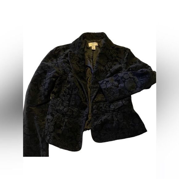 The Loft Brocade Black Velvet Blazer Women’s Size 4 Corporate Goth Victorian - Picture 3 of 5